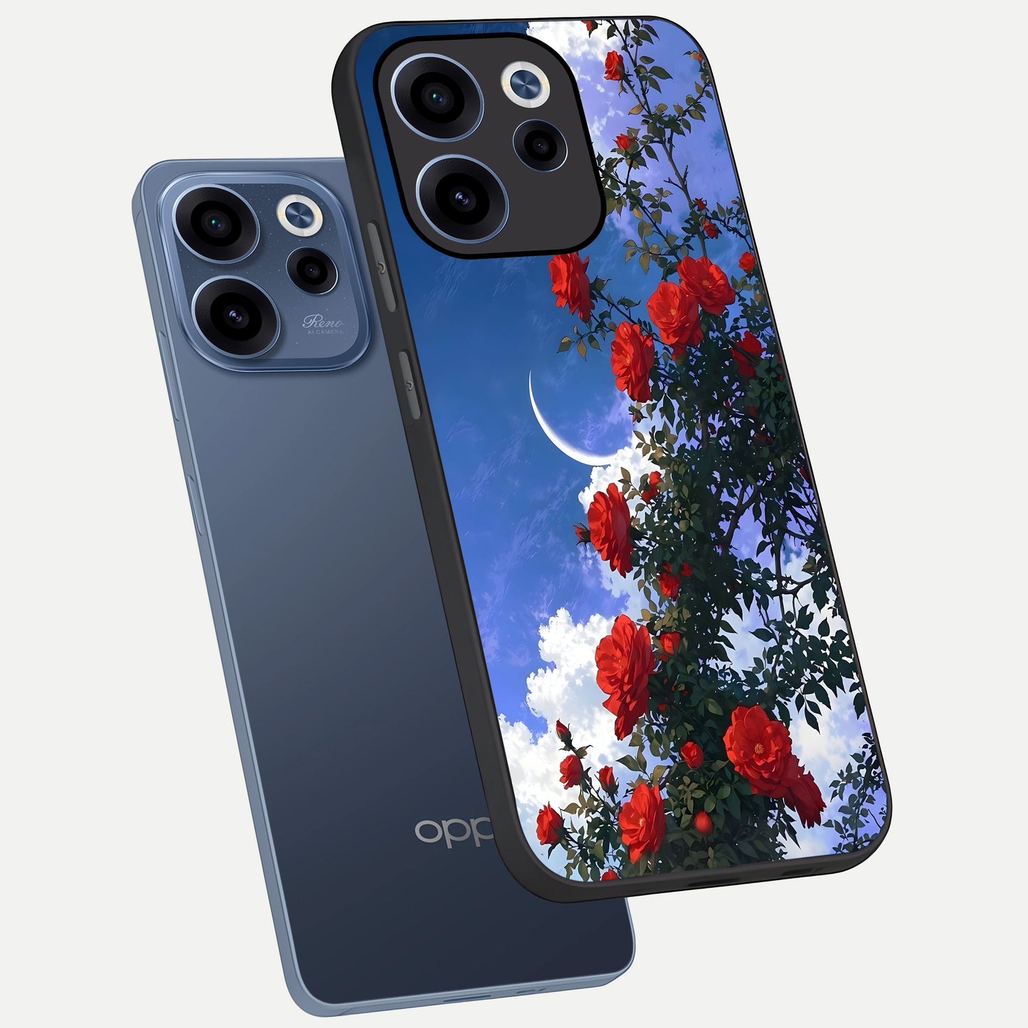  Rose Drift Flowers phone case For Oppo Reno 15c showing premium glass back cover with detailed artwork