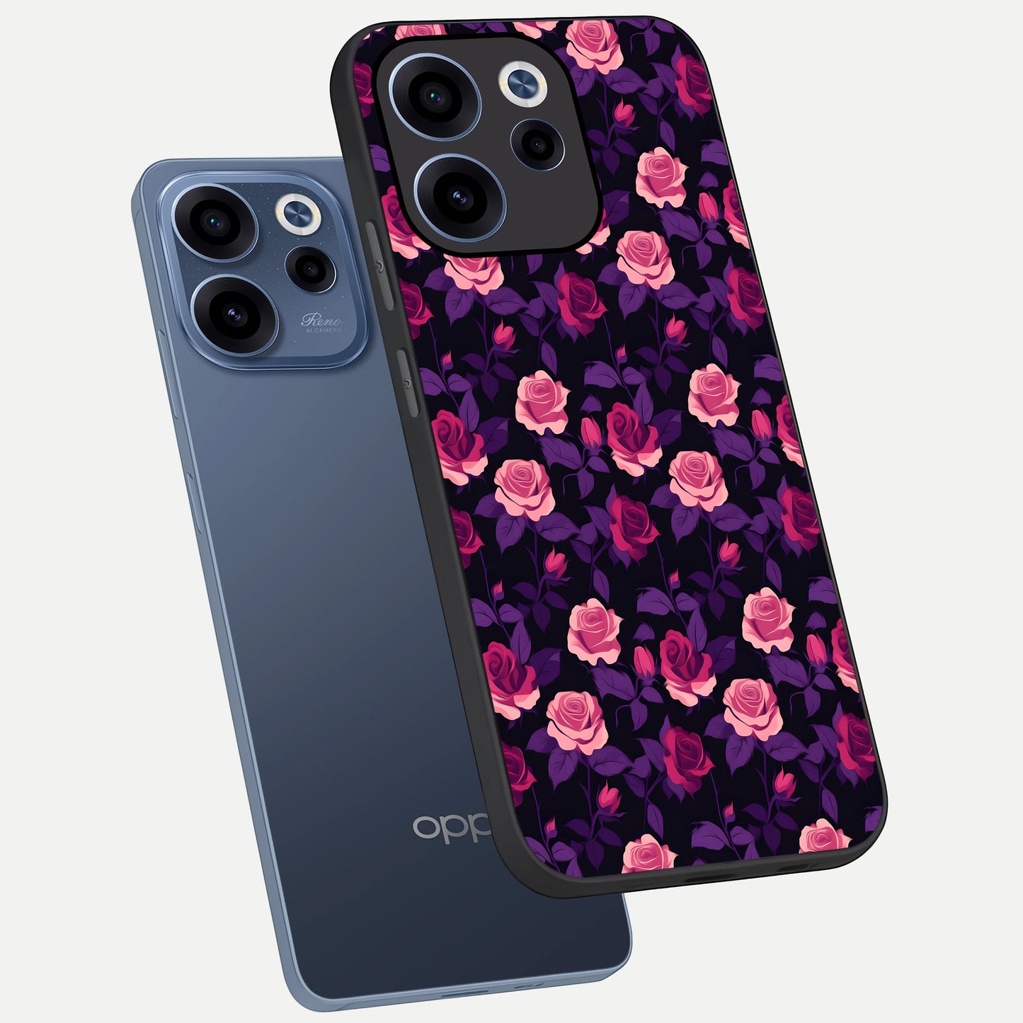  Rose Garden Twilight phone case For Oppo Reno 15c showing premium glass back cover with detailed artwork
