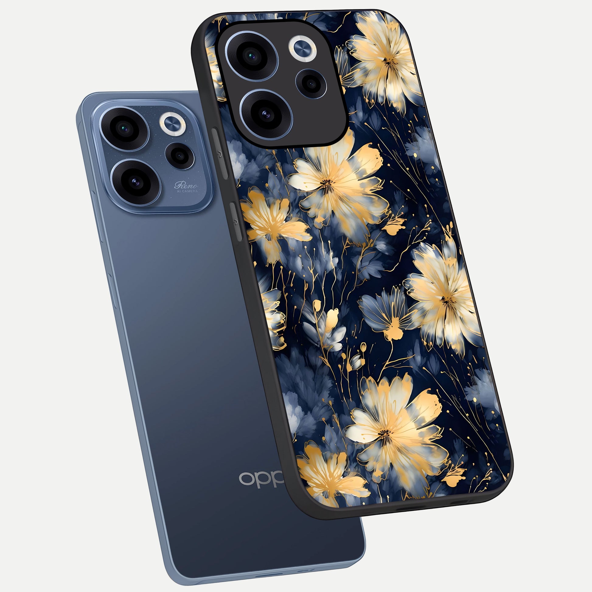  Royal Petal Dream phone case For Oppo Reno 15c showing premium glass back cover with detailed artwork