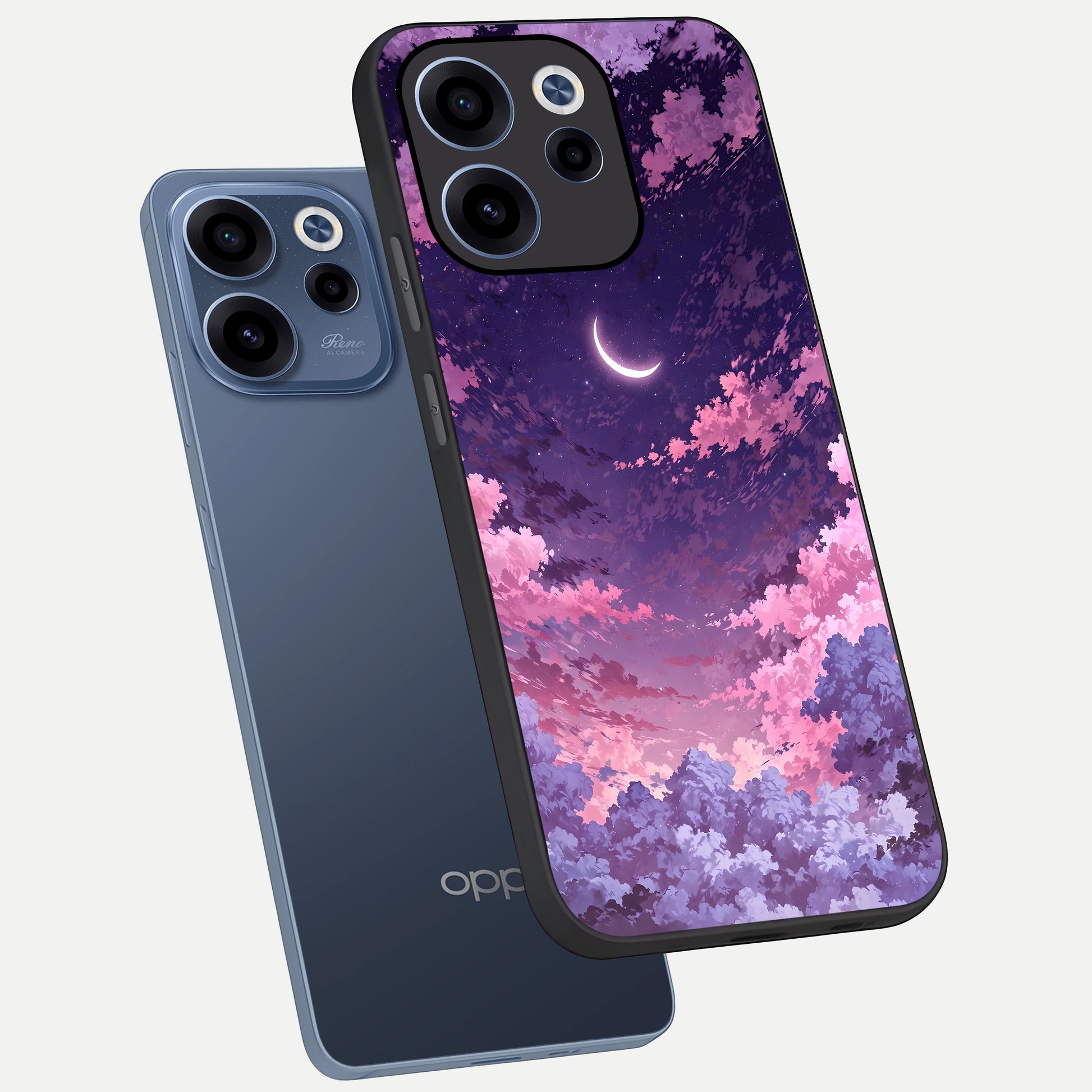  Sky Drift Clouds phone case For Oppo Reno 15c showing premium glass back cover with detailed artwork
