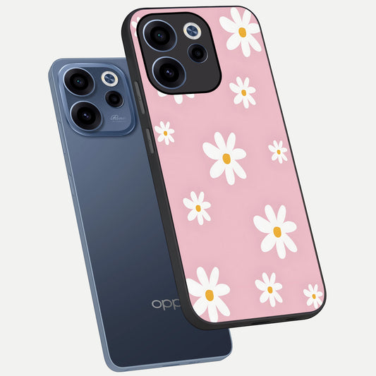  Soft Daisy Bliss phone case For Oppo Reno 15c showing premium glass back cover with detailed artwork