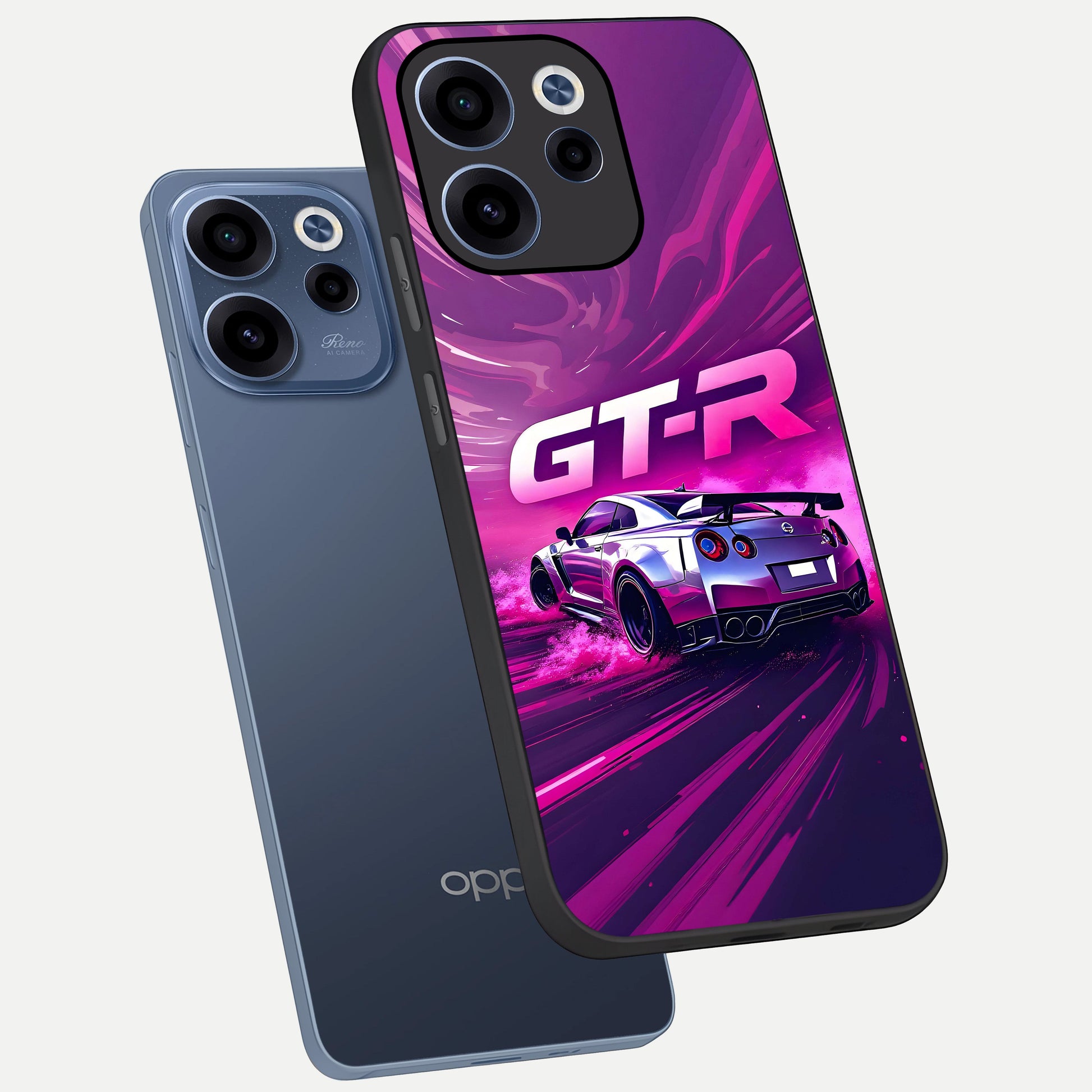  Speed Drift Legend phone case For Oppo Reno 15c showing premium glass back cover with detailed artwork