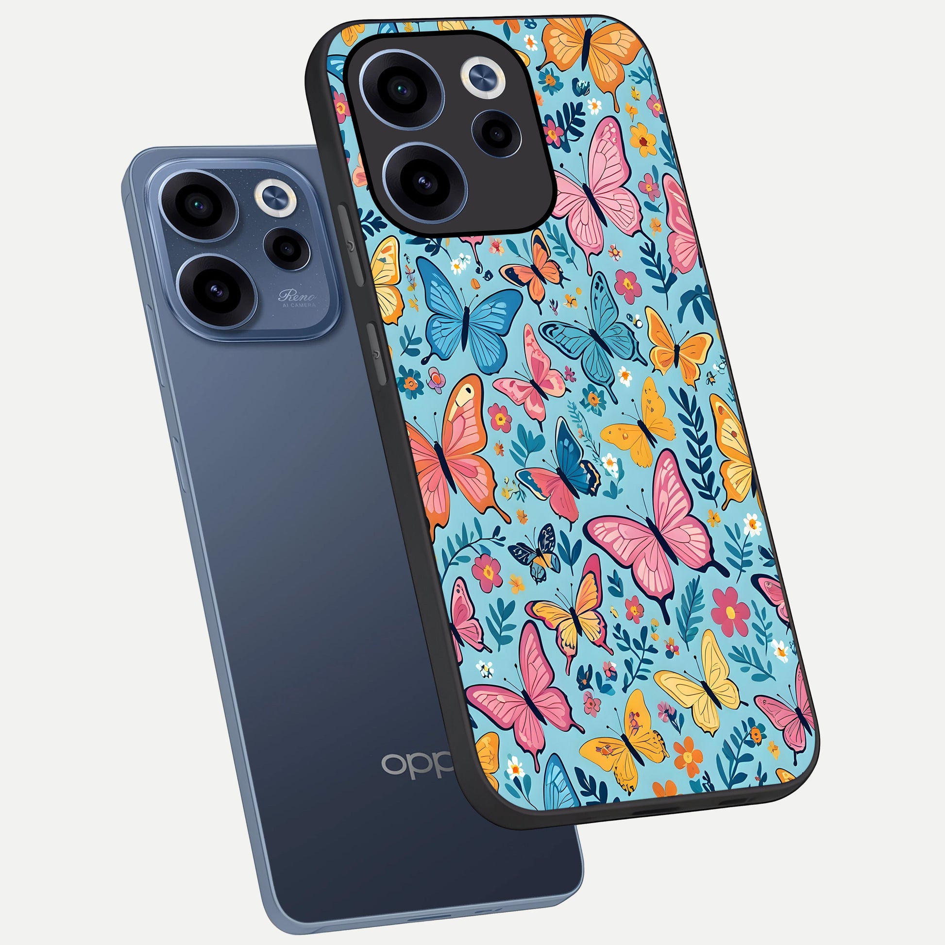  Spring Wing Garden phone case For Oppo Reno 15c showing premium glass back cover with detailed artwork
