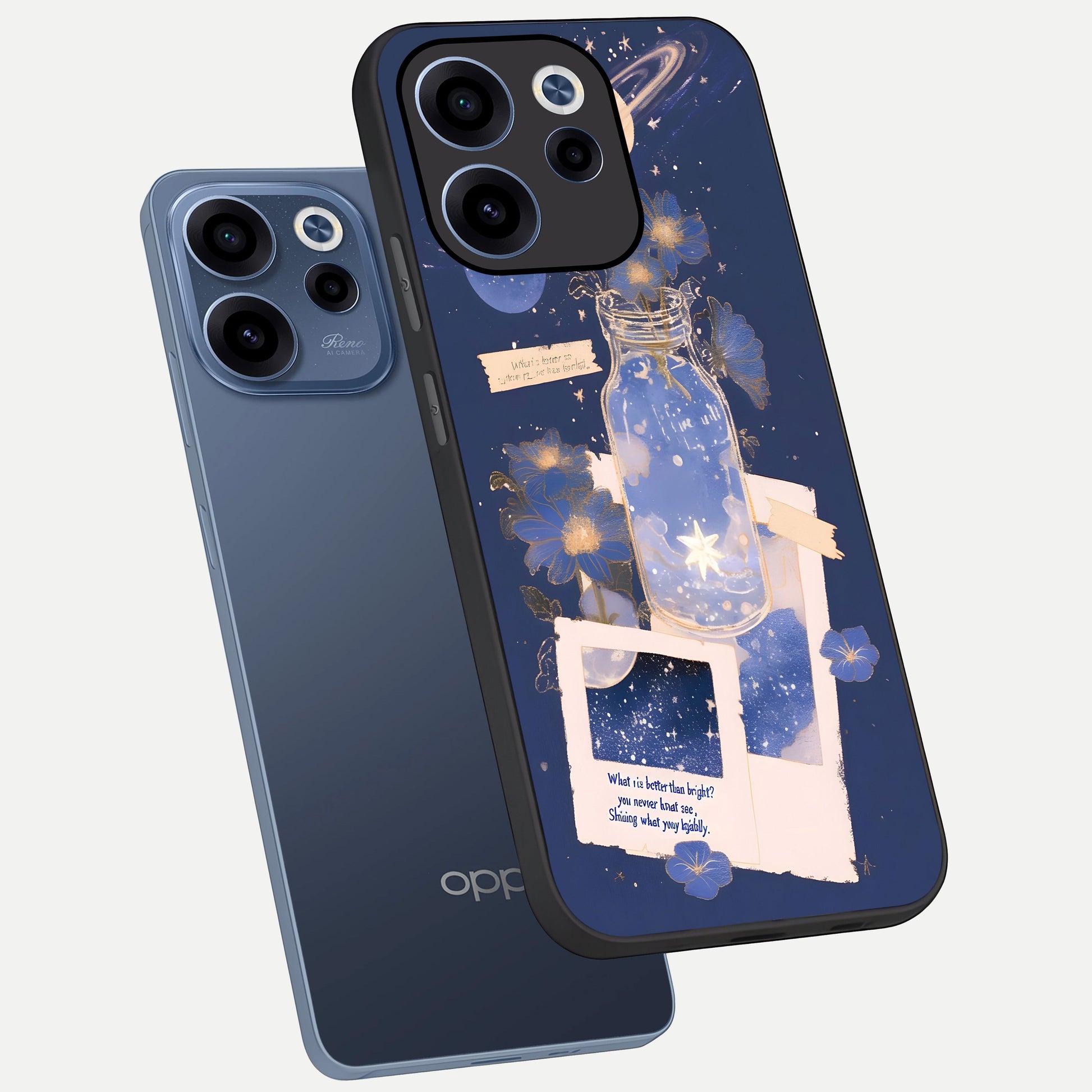  Starlit Cosmic Jar phone case For Oppo Reno 15c showing premium glass back cover with detailed artwork