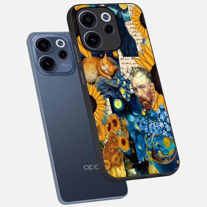  Sunflower Chic Mood Custom Name phone case For Oppo Reno 15c showing premium glass back cover with detailed artwork