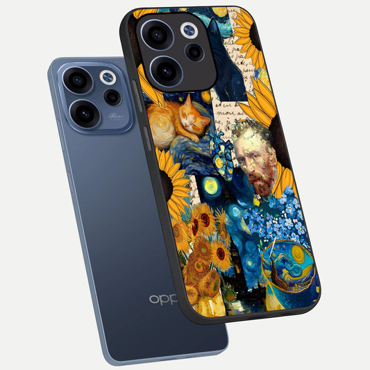  Sunflower Chic Mood Custom Name phone case For Oppo Reno 15c showing premium glass back cover with detailed artwork