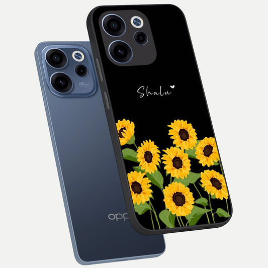  Sunflower Sky Bloom phone case For Oppo Reno 15c showing premium glass back cover with detailed artwork