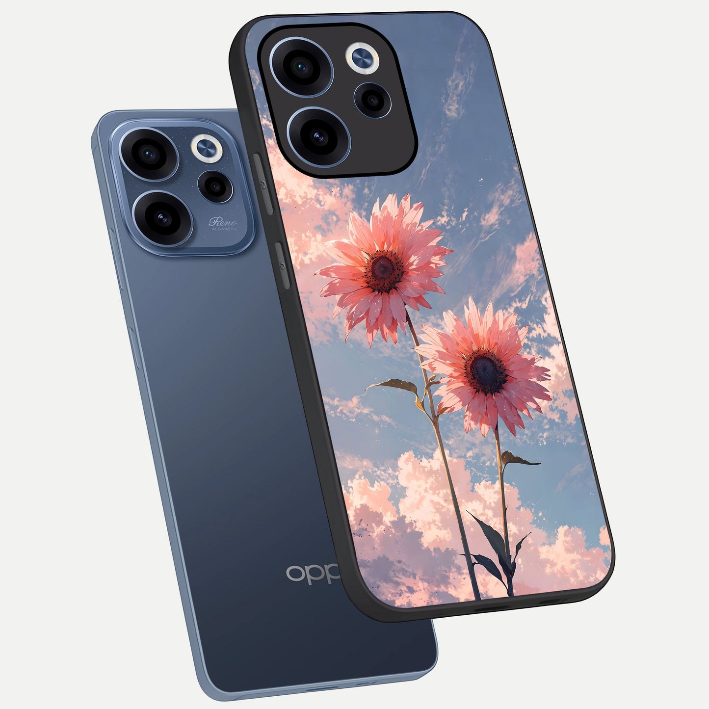  Sun Moon Balance phone case For Oppo Reno 15c showing premium glass back cover with detailed artwork
