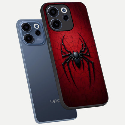  Superhero Web Emblem phone case For Oppo Reno 15c showing premium glass back cover with detailed artwork