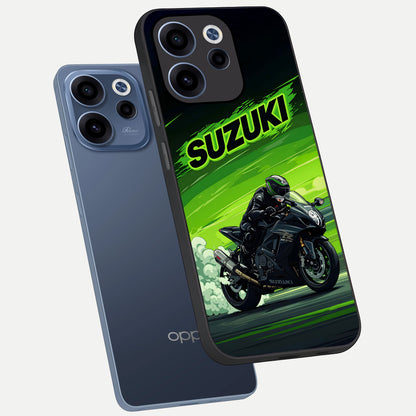  Suzuki Speed Beast phone case For Oppo Reno 15c showing premium glass back cover with detailed artwork