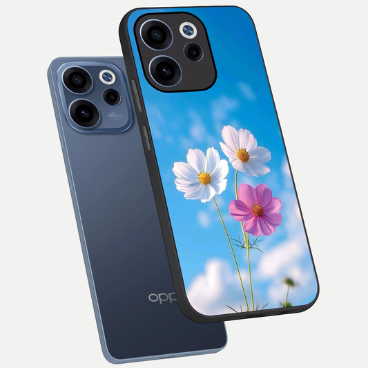  Tripple Flowers With Sky phone case For Oppo Reno 15c showing premium glass back cover with detailed artwork