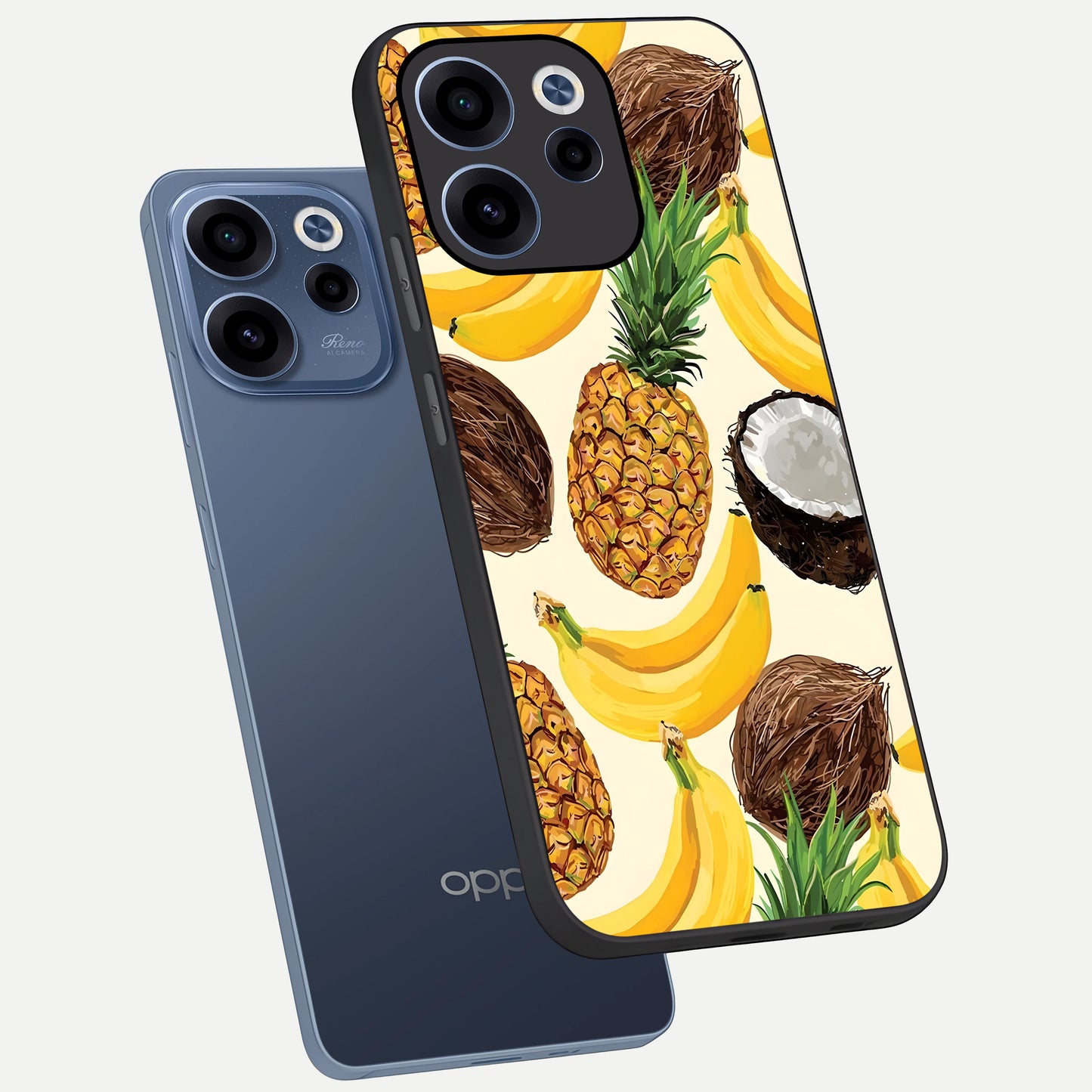  Tropical Fruit Mood phone case For Oppo Reno 15c showing premium glass back cover with detailed artwork