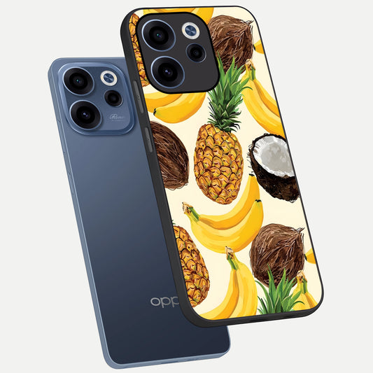  Tropical Fruit Mood phone case For Oppo Reno 15c showing premium glass back cover with detailed artwork