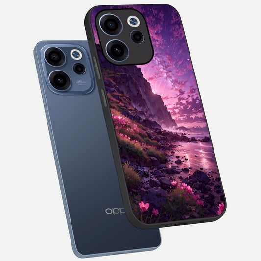  Twilight Blossom Coast phone case For Oppo Reno 15c showing premium glass back cover with detailed artwork