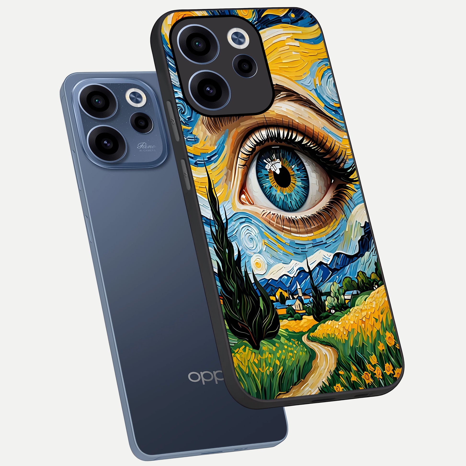  Van Gogh Eye phone case For Oppo Reno 15c showing premium glass back cover with detailed artwork