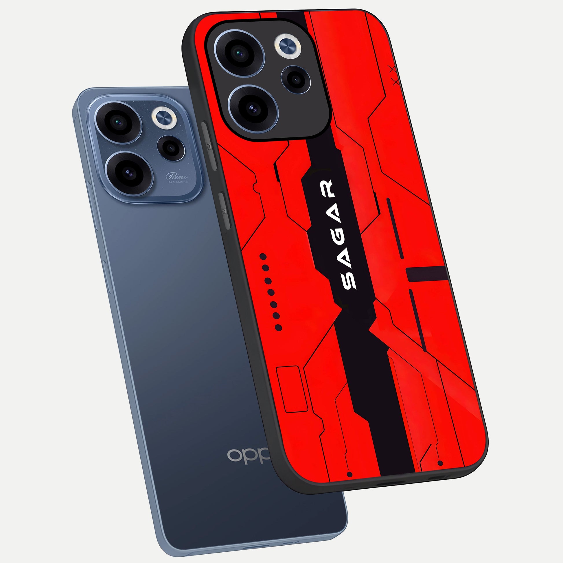  Voltage Rise CYBERPUNK Custom Name phone case For Oppo Reno 15c showing premium custom name glass back cover