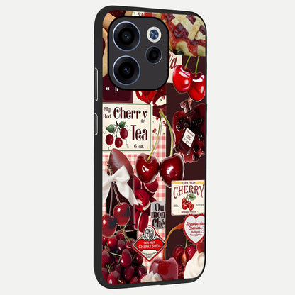  Aesthetic Cherry Tea back cover For Oppo Reno 15c slim fit glass case with vibrant aesthetic design