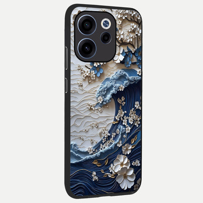  Blossom Wave Art back cover For Oppo Reno 15c slim fit glass case with vibrant aesthetic design
