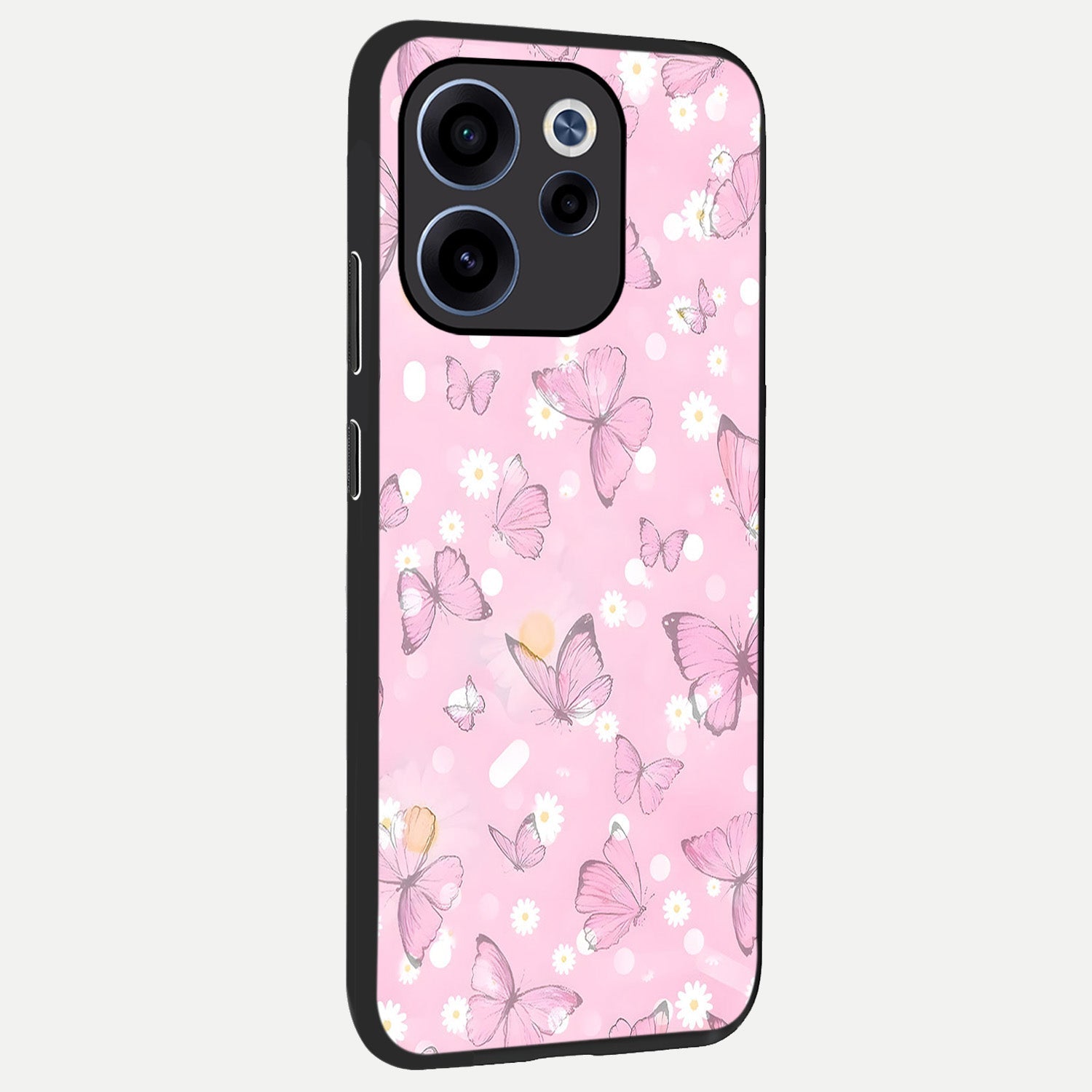  Blush Butterfly Garden back cover For Oppo Reno 15c slim fit glass case with vibrant aesthetic design