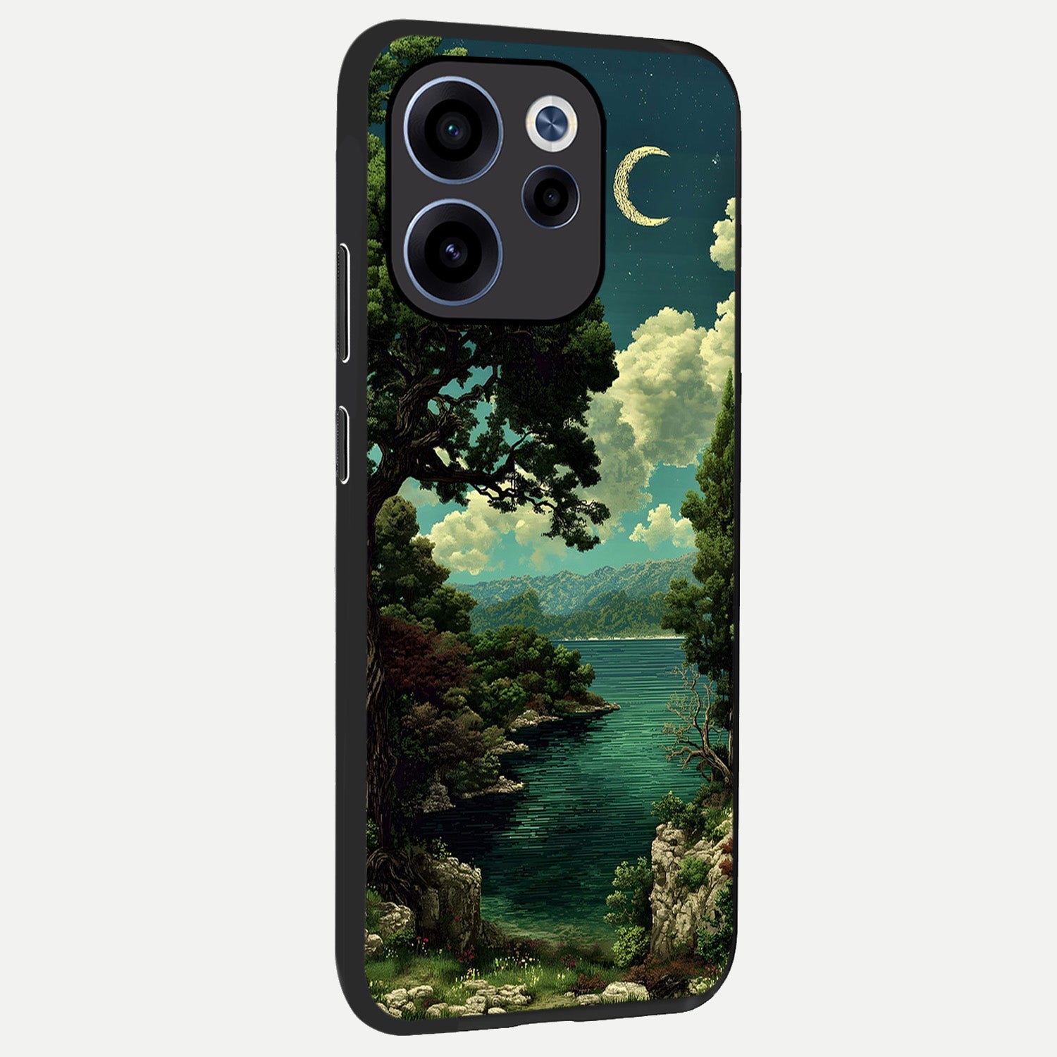 Celestial Lake Peace back cover For Oppo Reno 15c slim fit glass case with vibrant aesthetic design