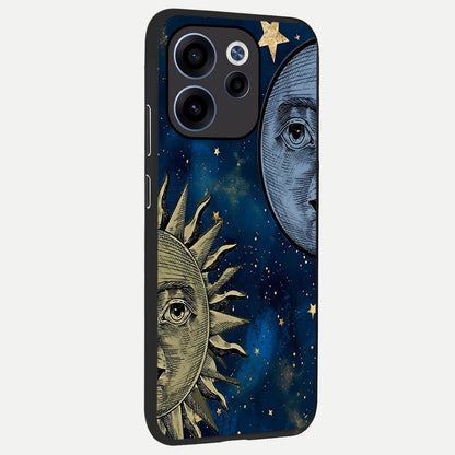 Celestial Moon With Sun back cover For Oppo Reno 15c slim fit glass case with vibrant aesthetic design