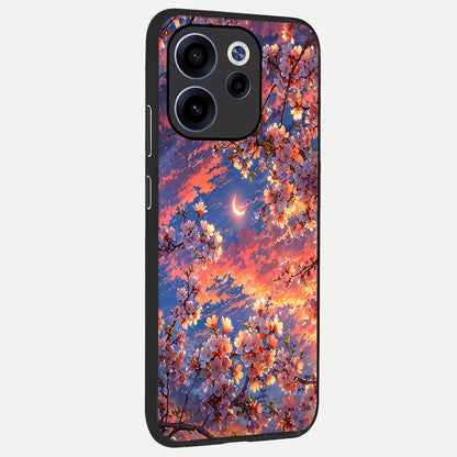  Celestial Sakura Sunset back cover For Oppo Reno 15c slim fit glass case with vibrant aesthetic design