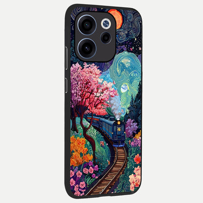  Celestial Train Journey back cover For Oppo Reno 15c slim fit glass case with vibrant aesthetic design