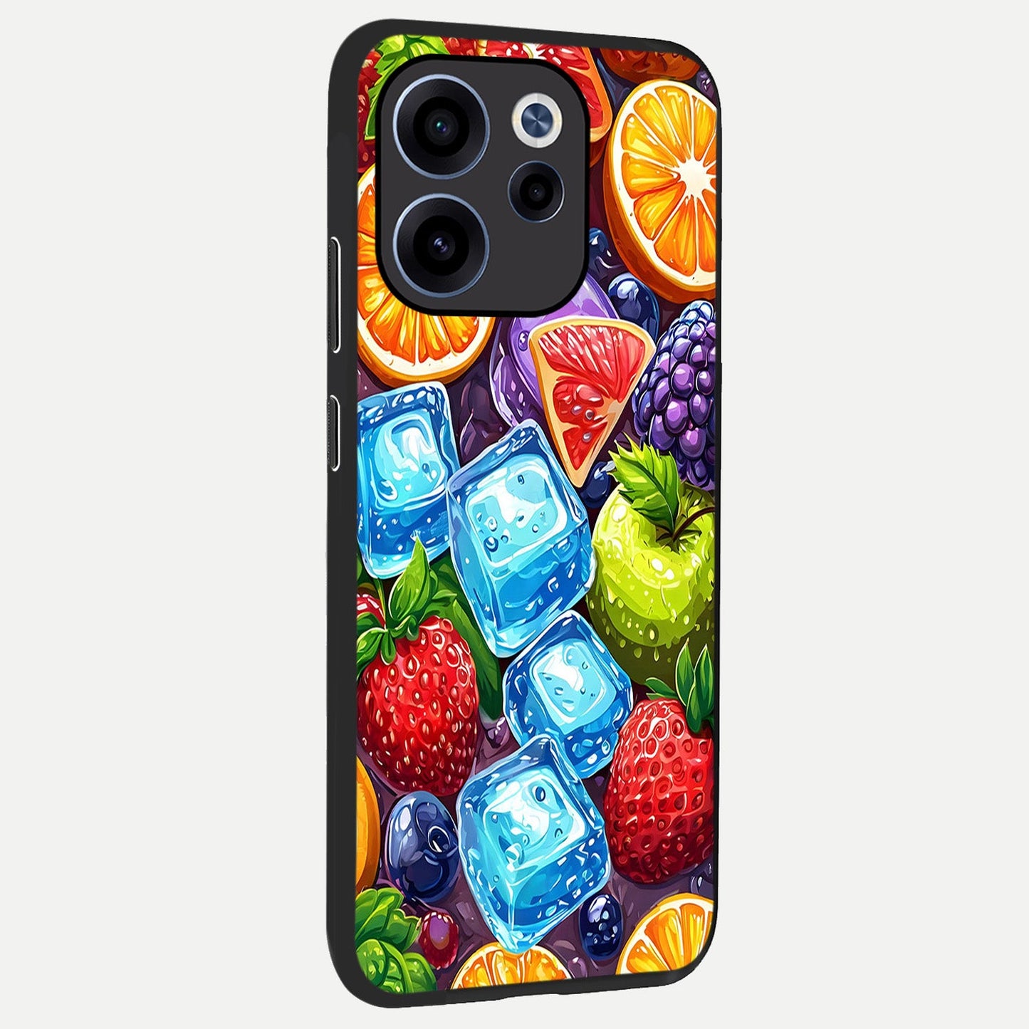  Colorful Fruits with Ice back cover For Oppo Reno 15c slim fit glass case with vibrant aesthetic design