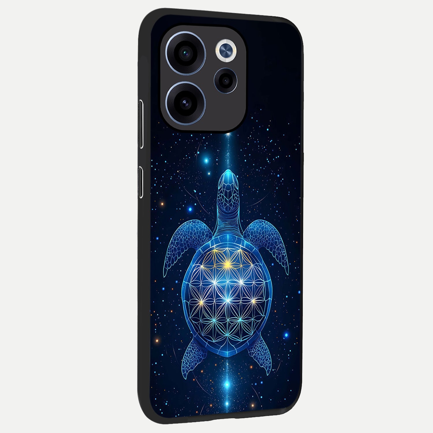  Crimson Blue Turtle back cover For Oppo Reno 15c slim fit glass case with vibrant aesthetic design