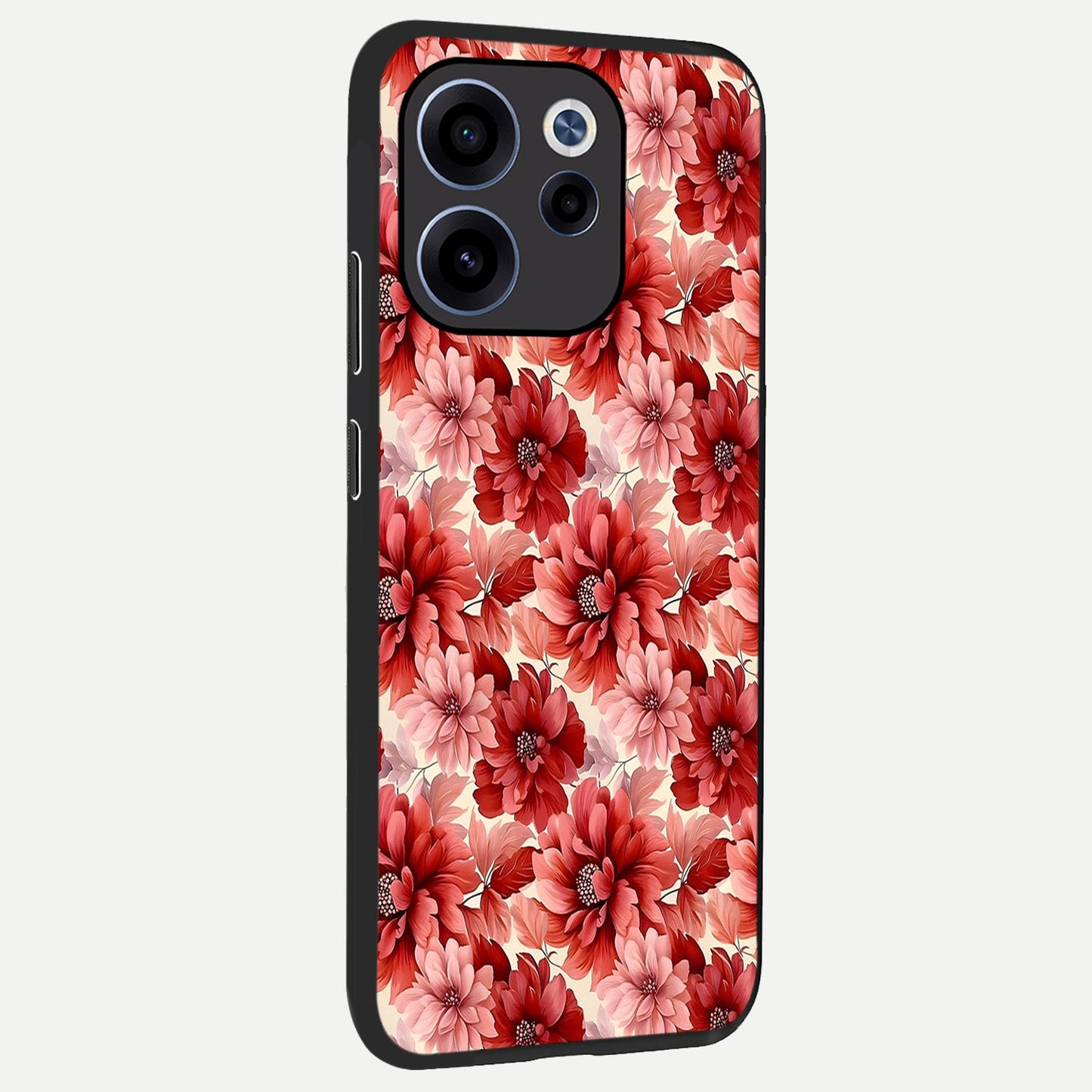  Crimson Love Petals back cover For Oppo Reno 15c slim fit glass case with vibrant aesthetic design