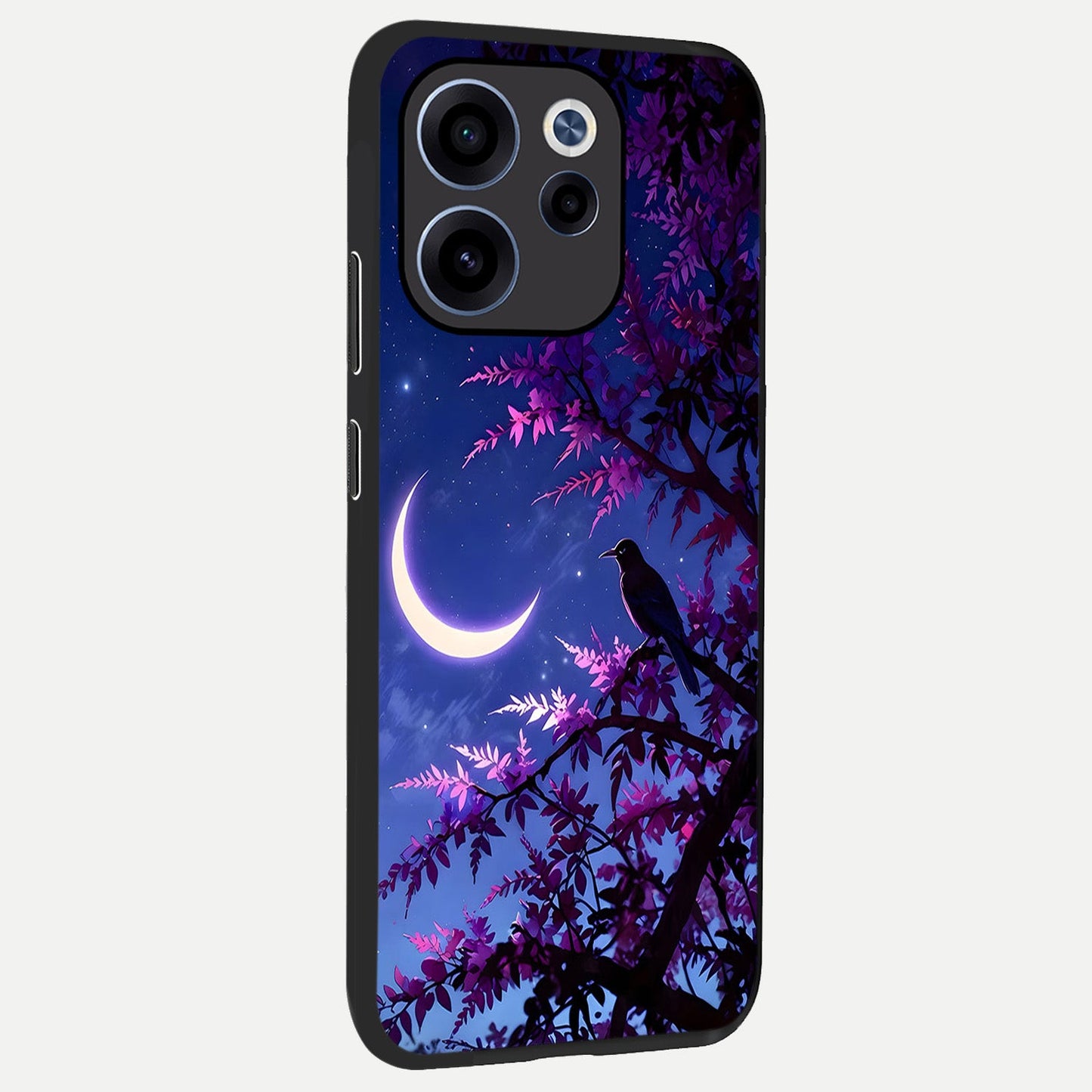  Crow And Moon Scenery back cover For Oppo Reno 15c slim fit glass case with vibrant aesthetic design