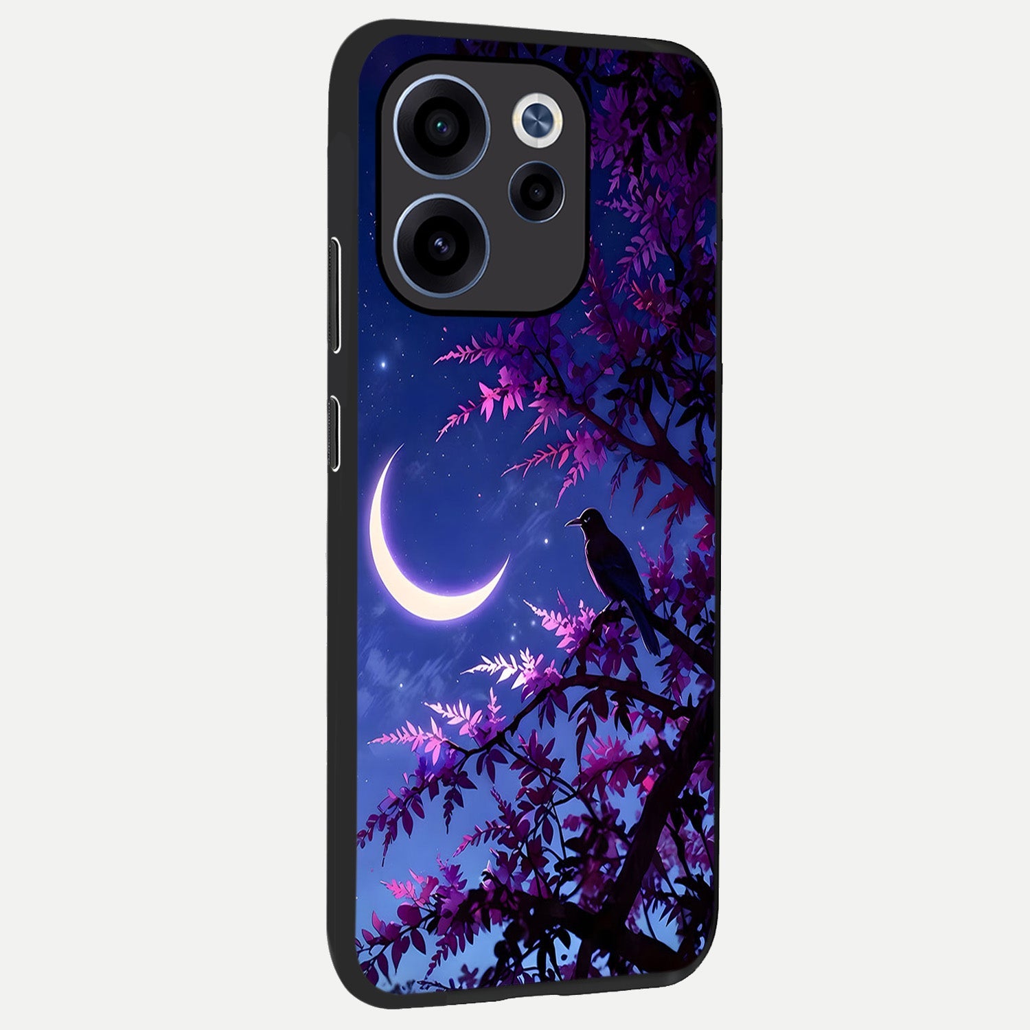  Crow And Moon Scenery back cover For Oppo Reno 15c slim fit glass case with vibrant aesthetic design