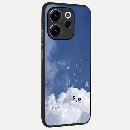  Cute Blossom Cloud back cover For Oppo Reno 15c slim fit glass case with vibrant aesthetic design