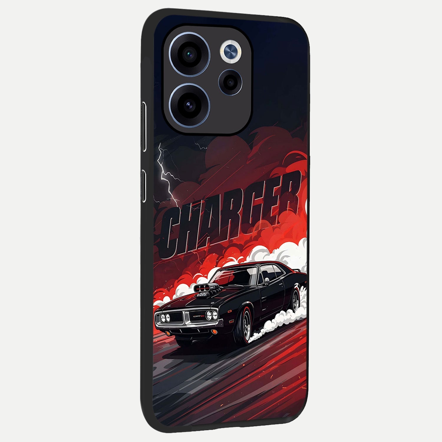  Dark Charger Fury back cover For Oppo Reno 15c slim fit glass case with vibrant aesthetic design