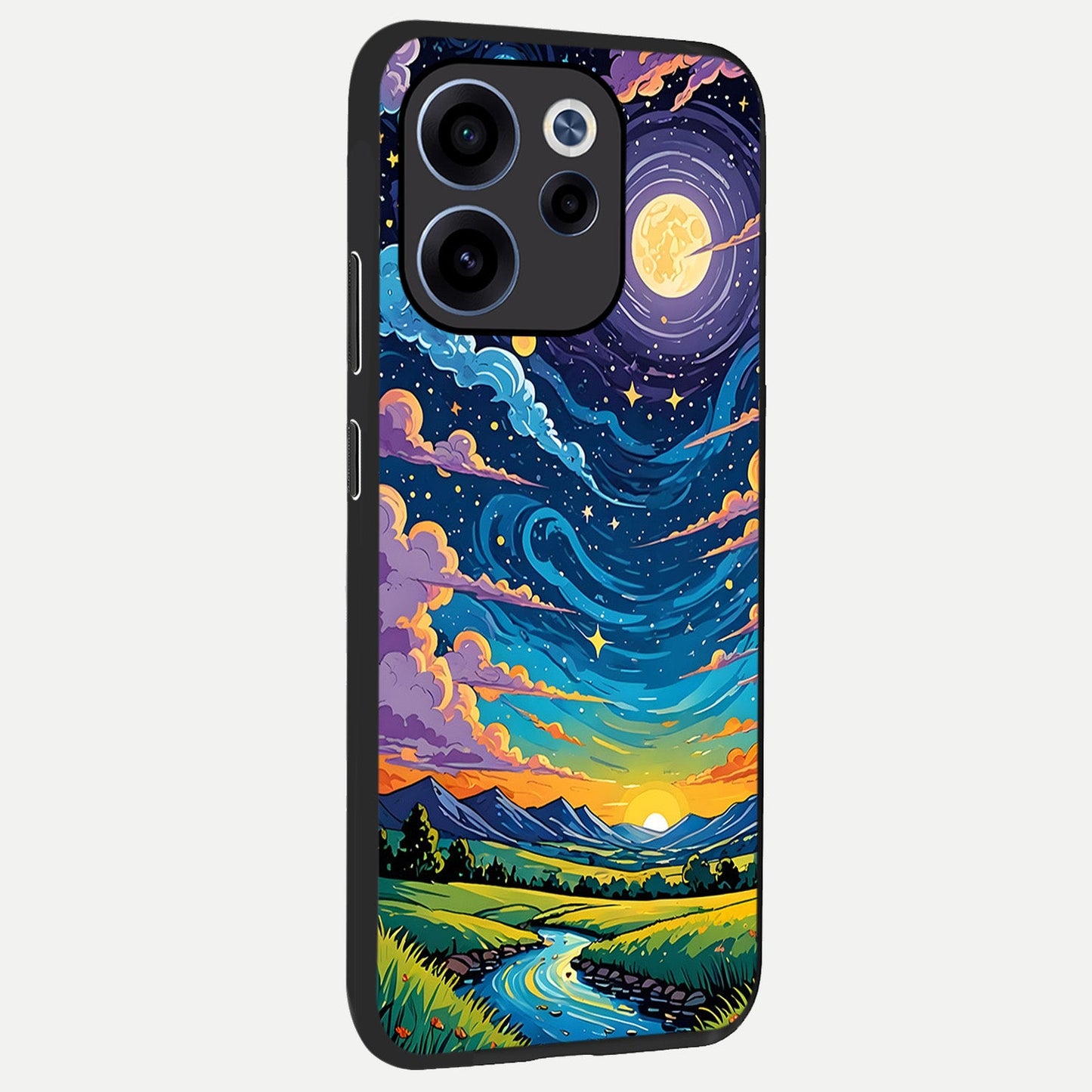  Dreamy Night Landscape back cover For Oppo Reno 15c slim fit glass case with vibrant aesthetic design