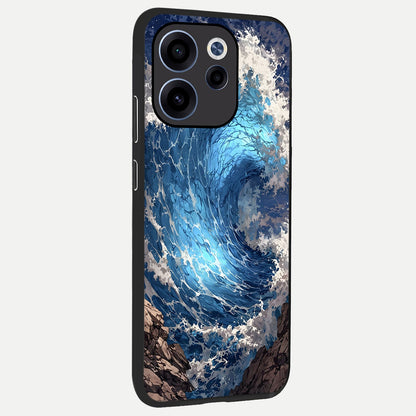  Giant Ocean Wave back cover For Oppo Reno 15c slim fit glass case with vibrant aesthetic design