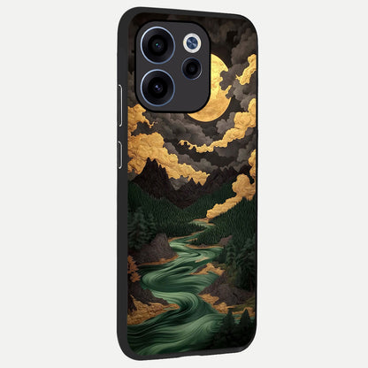 Golden River Moon back cover For Oppo Reno 15c slim fit glass case with vibrant aesthetic design