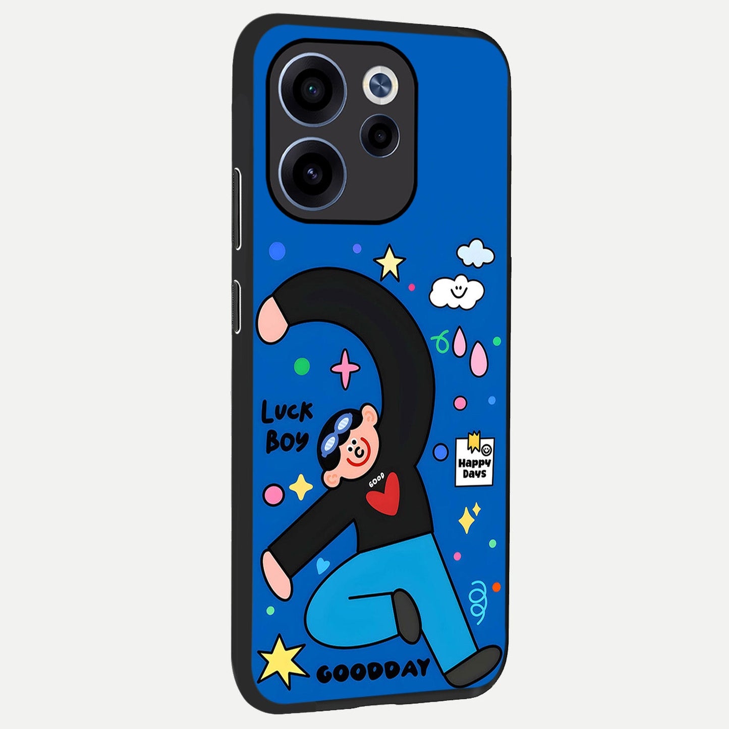  Happy Luck Vibe back cover For Oppo Reno 15c slim fit glass case with vibrant aesthetic design