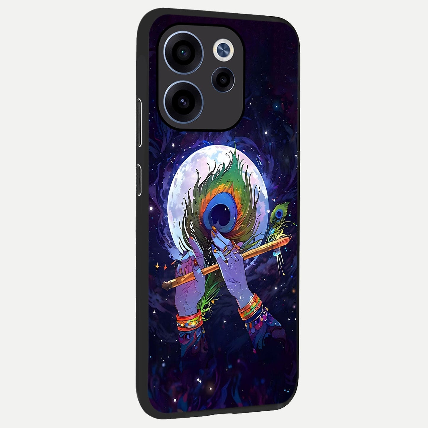  Krishna Hands Art back cover For Oppo Reno 15c slim fit glass case with vibrant aesthetic design