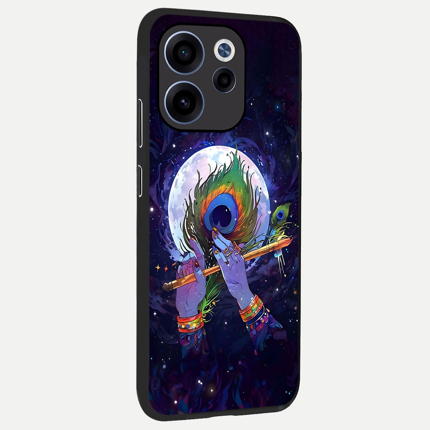  Krishna Hands Art back cover For Oppo Reno 15c slim fit glass case with vibrant aesthetic design