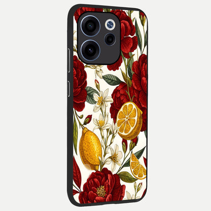  Lemon Rose Charm back cover For Oppo Reno 15c slim fit glass case with vibrant aesthetic design