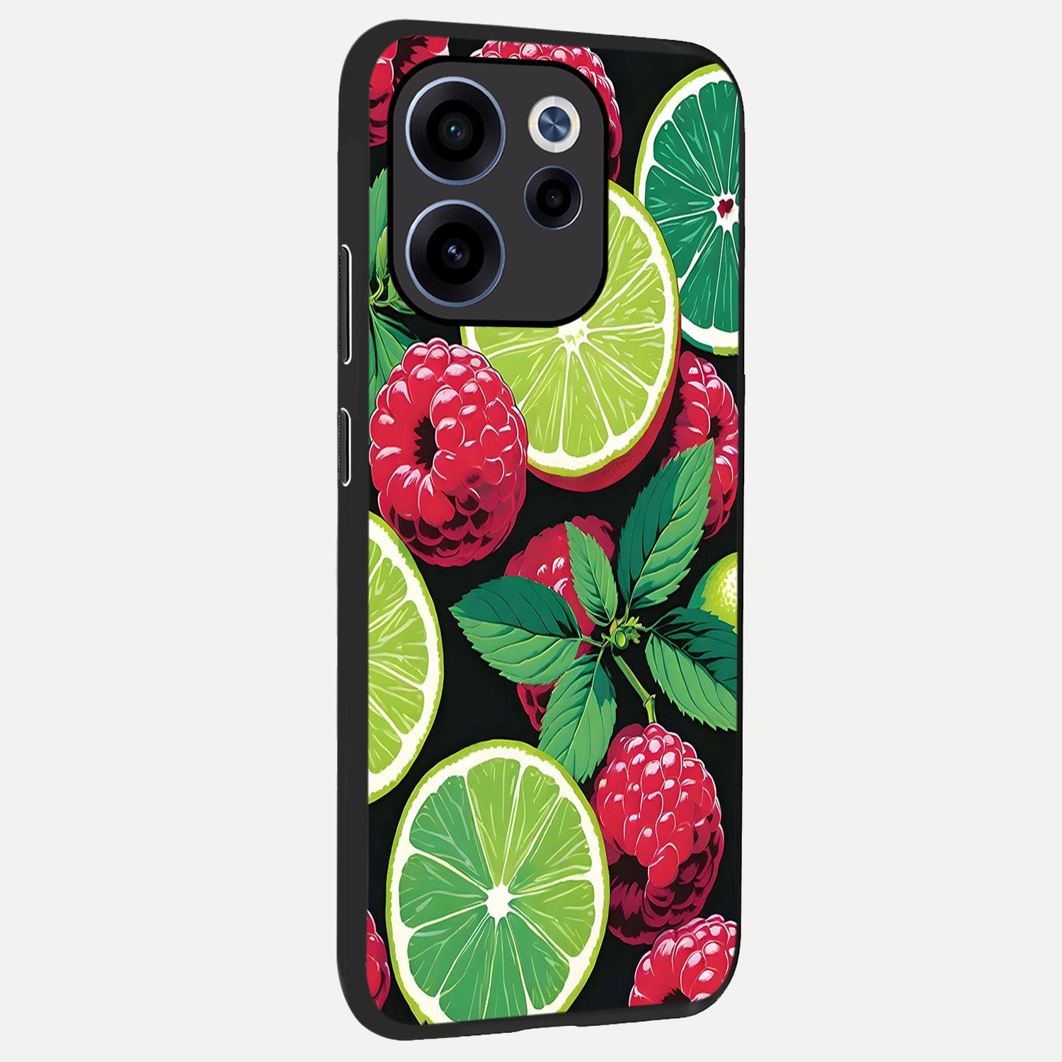  Lime and Raspberry Pattern back cover For Oppo Reno 15c slim fit glass case with vibrant aesthetic design