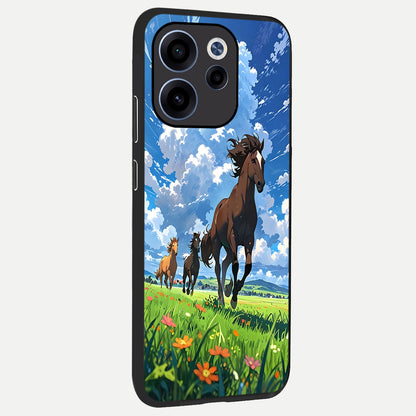  Majestic Horses Galloping back cover For Oppo Reno 15c slim fit glass case with vibrant aesthetic design
