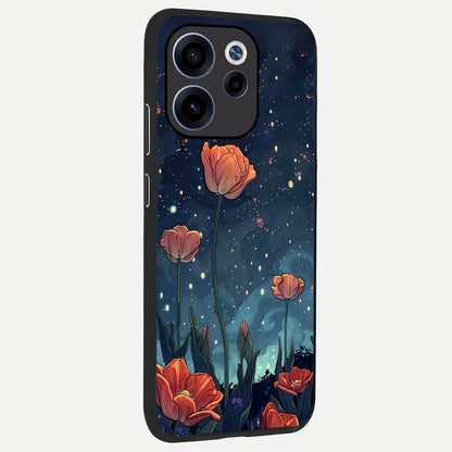  Midnight Tulip Glow back cover For Oppo Reno 15c slim fit glass case with vibrant aesthetic design