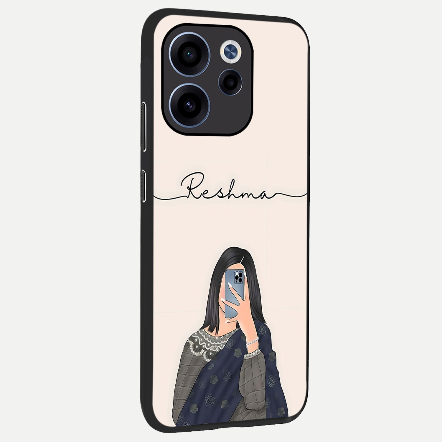  Mirror Mood Muse With Custom Name back cover For Oppo Reno 15c slim fit glass case with vibrant aesthetic design