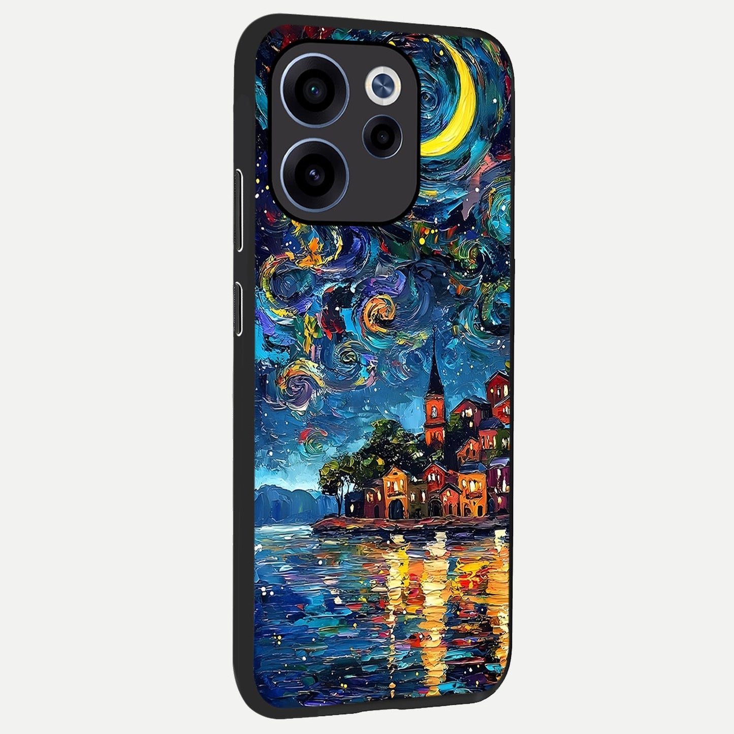  Moonlight Harbor Glow back cover For Oppo Reno 15c slim fit glass case with vibrant aesthetic design
