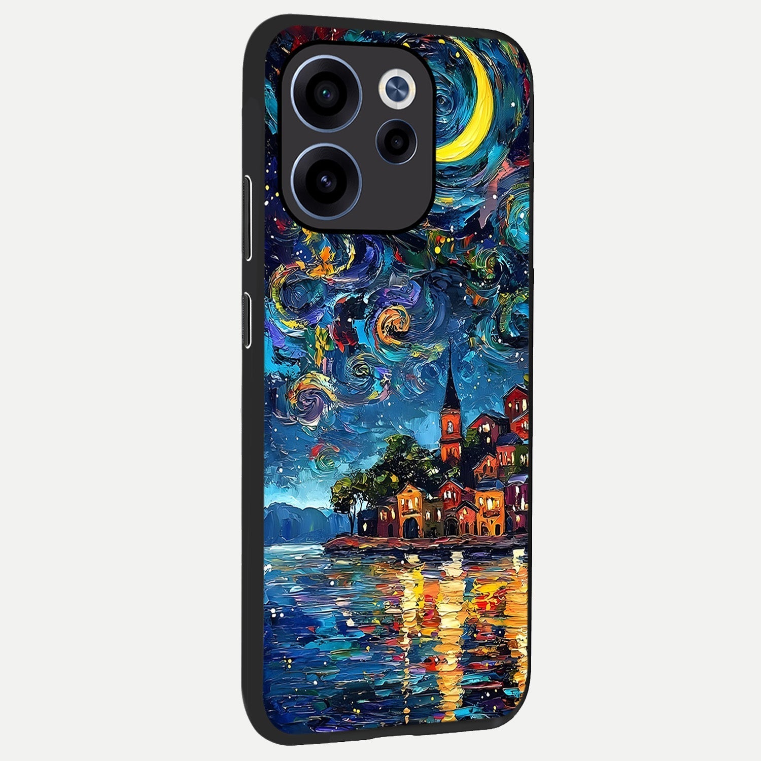  Moonlight Harbor Glow back cover For Oppo Reno 15c slim fit glass case with vibrant aesthetic design