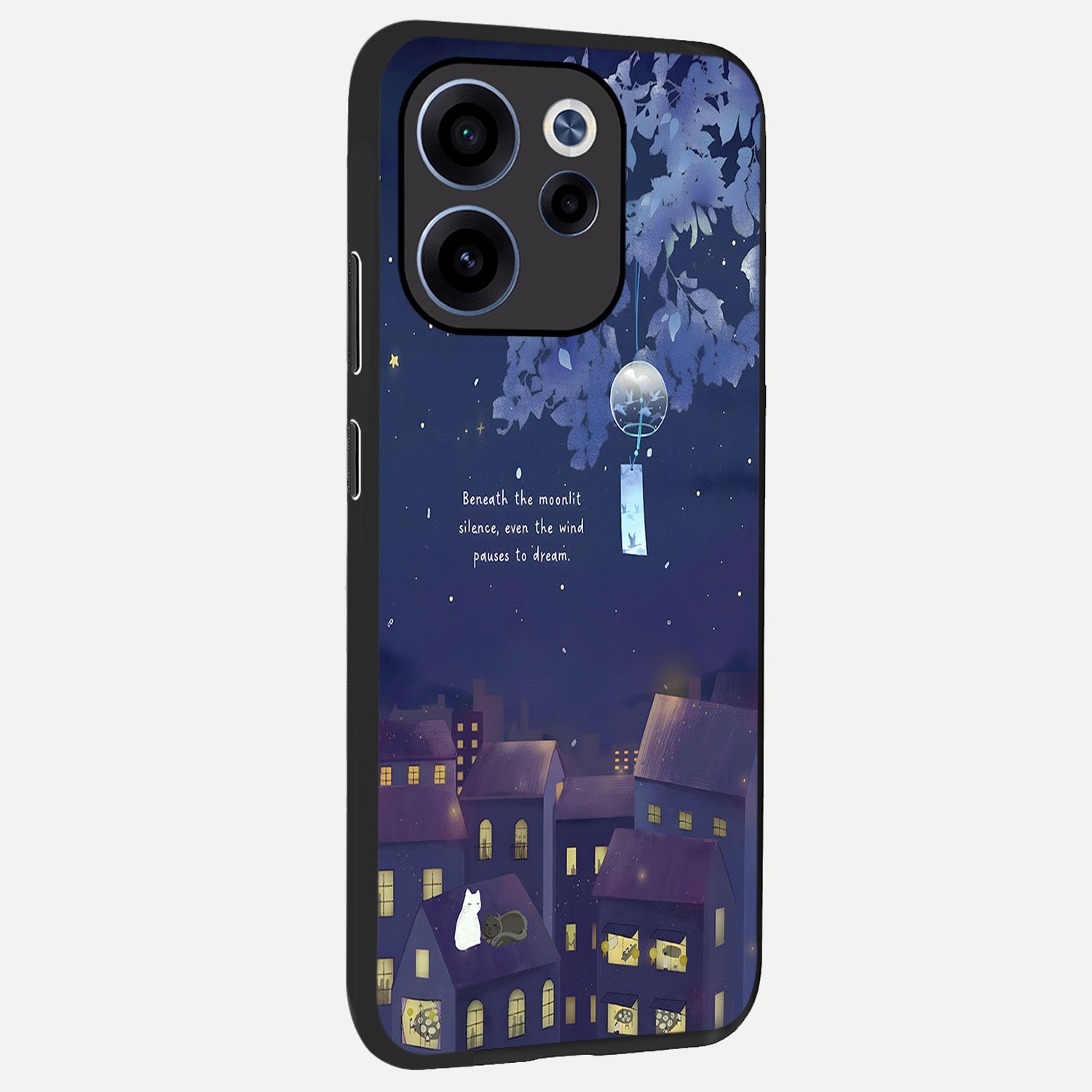  Moonlit Cat Silence back cover For Oppo Reno 15c slim fit glass case with vibrant aesthetic design
