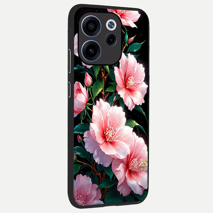  Peach Flower back cover For Oppo Reno 15c slim fit glass case with vibrant aesthetic design