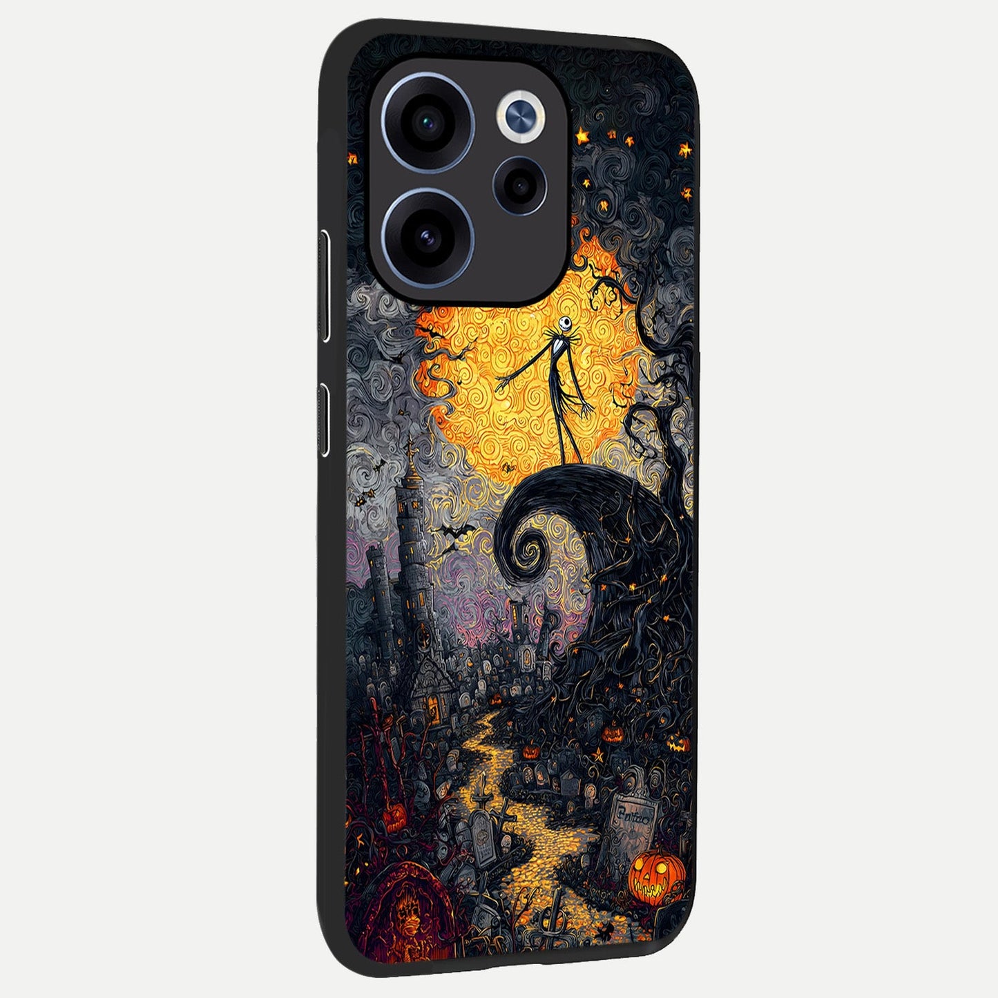  Pumpkin Moon Night back cover For Oppo Reno 15c slim fit glass case with vibrant aesthetic design
